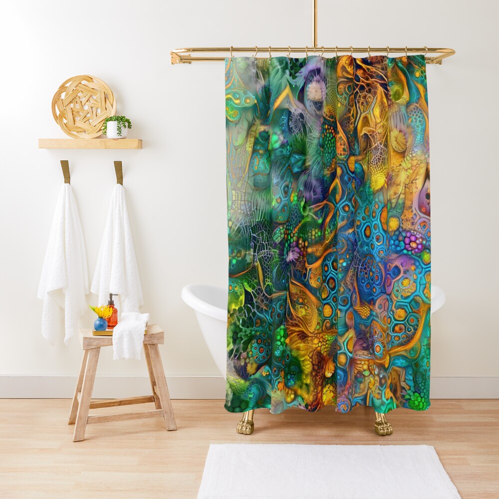 Deepdream floral abstraction Shower Curtain