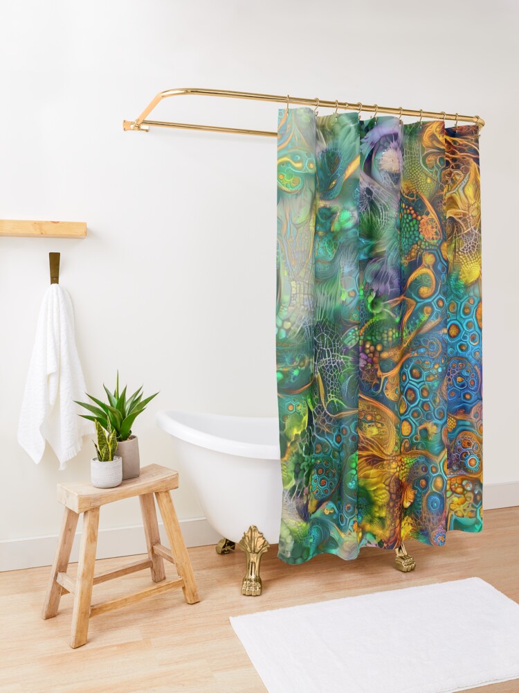 Alternate view of Deepdream floral abstraction Shower Curtain