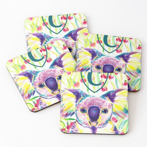 Item preview, Letter C Personalized Rainbow koala in blooming eucalyptus tree designed and sold by orangerinka.