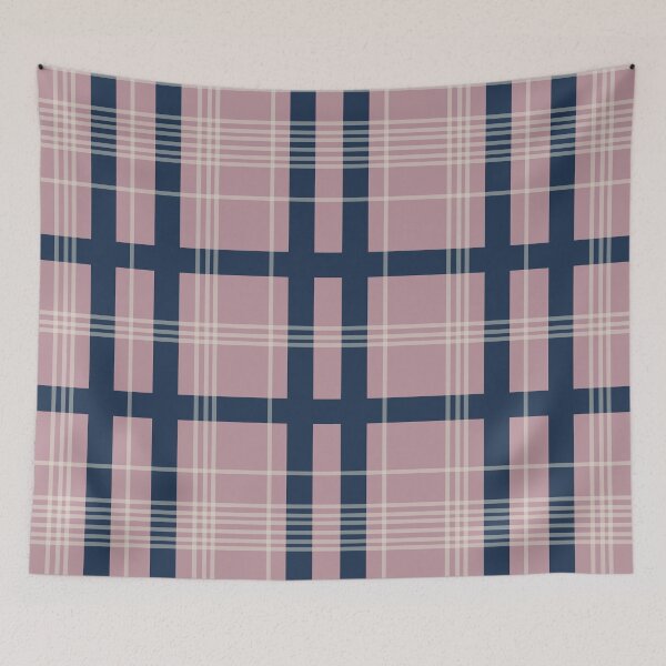 Item preview, Pink and navy blue checkered pattern designed and sold by Abbara.