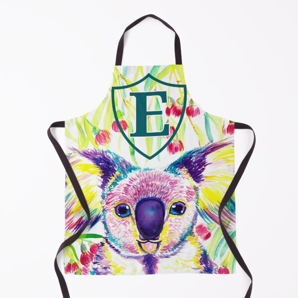 Item preview, Letter E Personalized Rainbow koala in blooming eucalyptus tree designed and sold by orangerinka.
