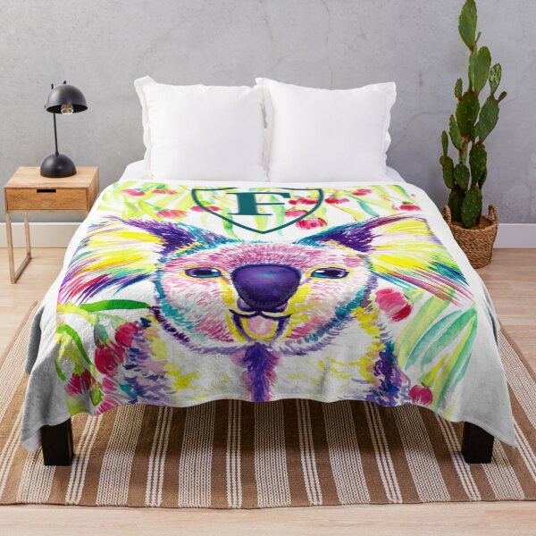 Item preview, Letter F Personalized Rainbow koala in blooming eucalyptus tree designed and sold by orangerinka.