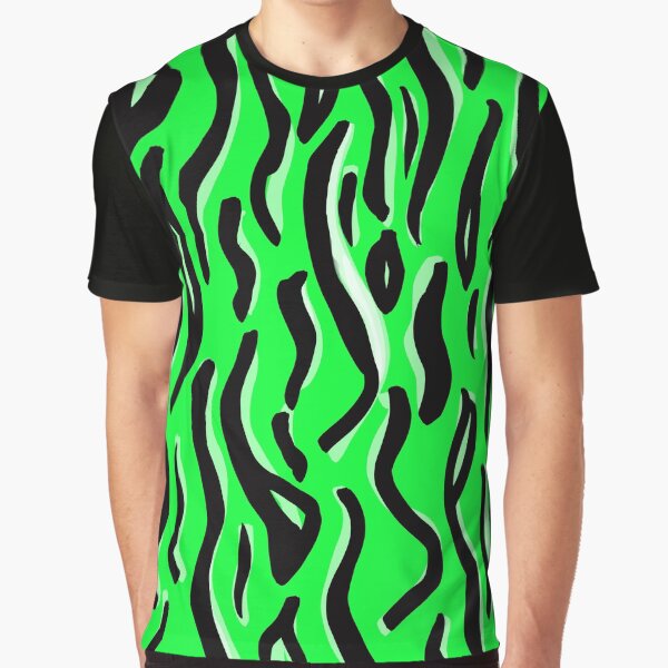 black and lime green graphic tee