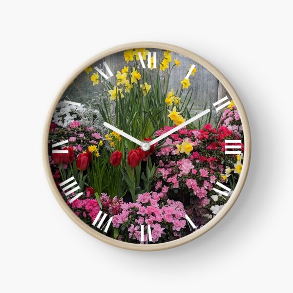 So Many Flowers Clock with Roman Numerals Clock
