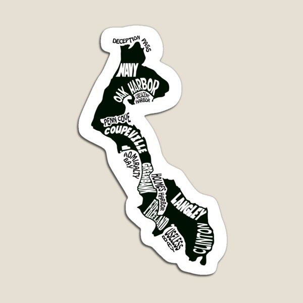 Artikel-Vorschau von Whidbey Island Karte, designt und verkauft von Whidbey-Tees.