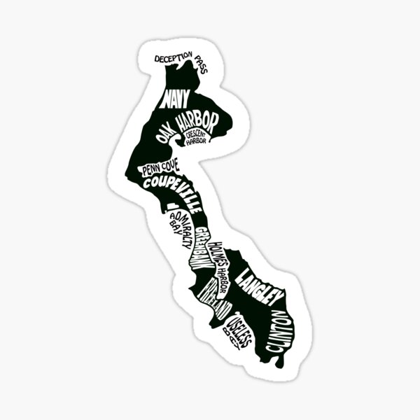 "Whidbey Island Map" Sticker for Sale by WhidbeyTees Redbubble