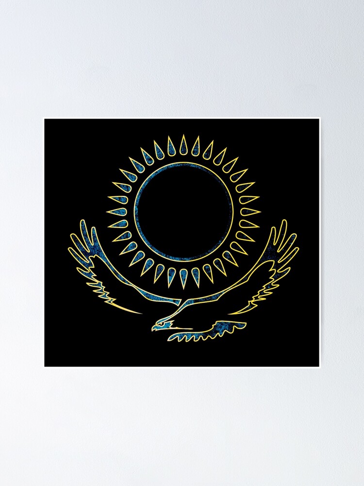 Poster mit Kasachstan Kazakhstan Flagge Adler Geschenk von Pineapple-Tree