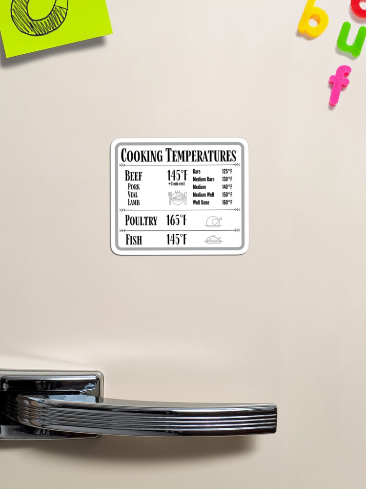 Cooking Temperature Chart Magnet Photographic Print for Sale by hashntoast