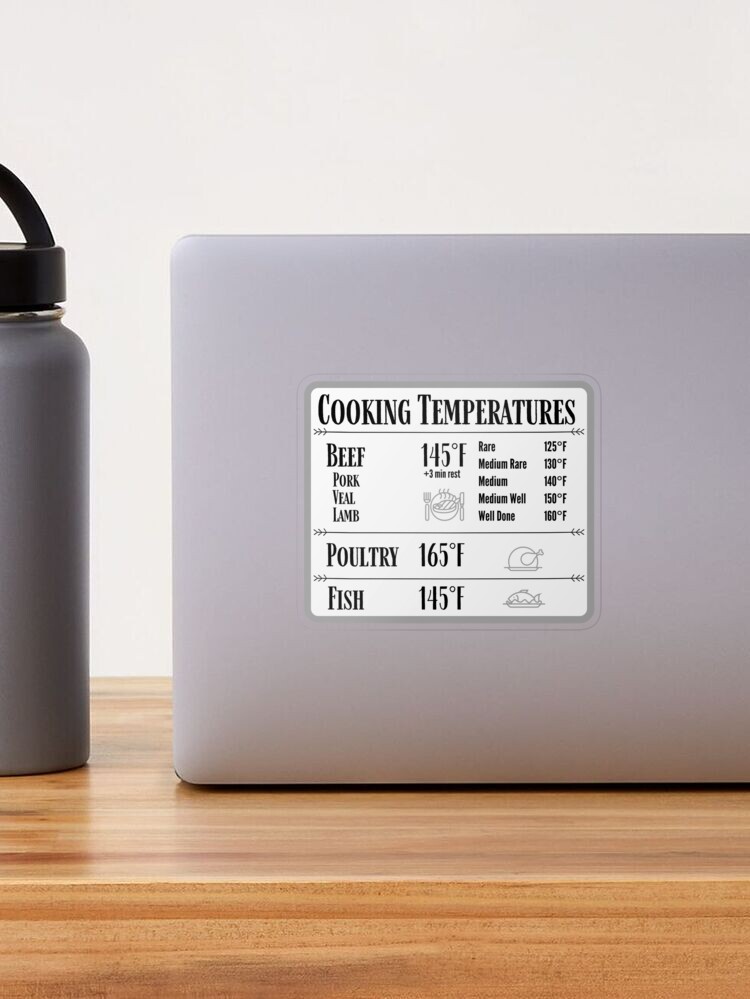 Cooking Temperature Chart Magnet Photographic Print for Sale by hashntoast