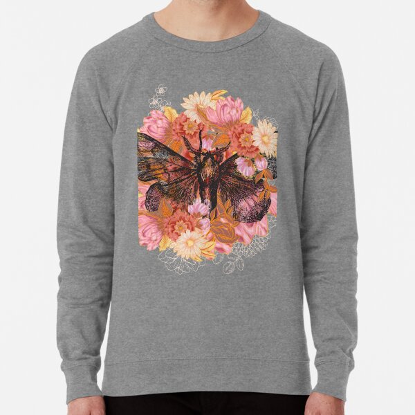 Moth floral wreath Lightweight Sweatshirt