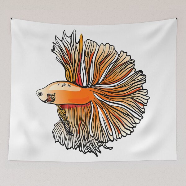 Item preview, Orange Hand Drawn Betta designed and sold by killies.