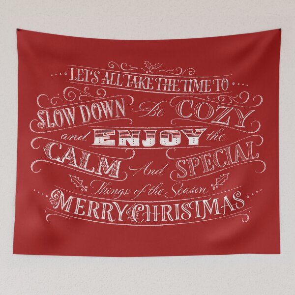 Item preview, Calm + Cozy - Merry Christmas Calligraphy on Red designed and sold by 26-Characters.