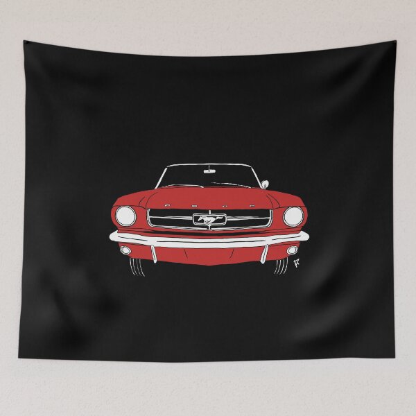 Item preview, Red Ford Mustang black background designed and sold by Cardrawing-Art.