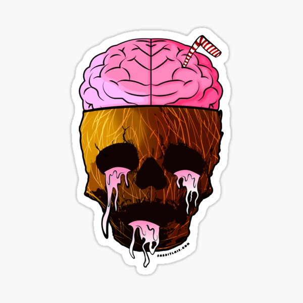 Coconut Skull - Grunge Fruit Skull Sticker