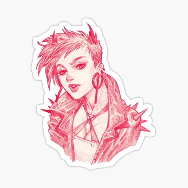 Edgy rock girl Sticker