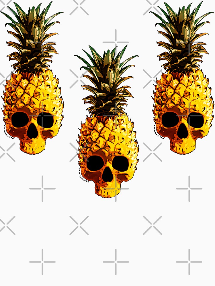 Golden Skull Pineapple - Grunge Fruit Skull Pattern by RabbitLair