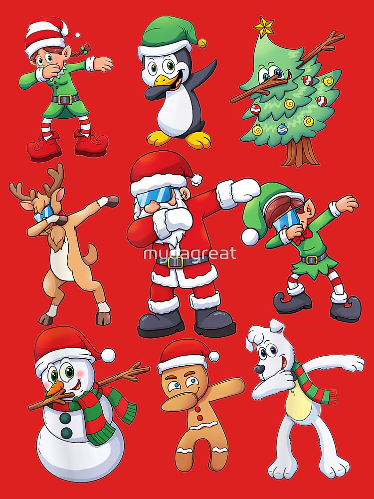 Funny Dabbing Santa Elves Snowman Reindeer Gingerbread Man Christmas