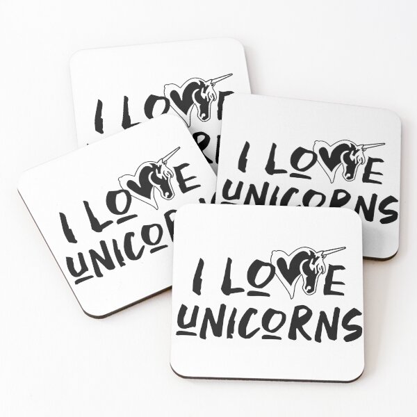 Item preview, I love Unicorns Heart Black and White designed and sold by Graykat.