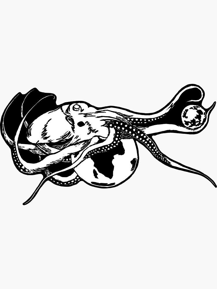 Thumbnail 3 of 3, Sticker, Celestial Octopus 2 designed and sold by SandDragonPress.