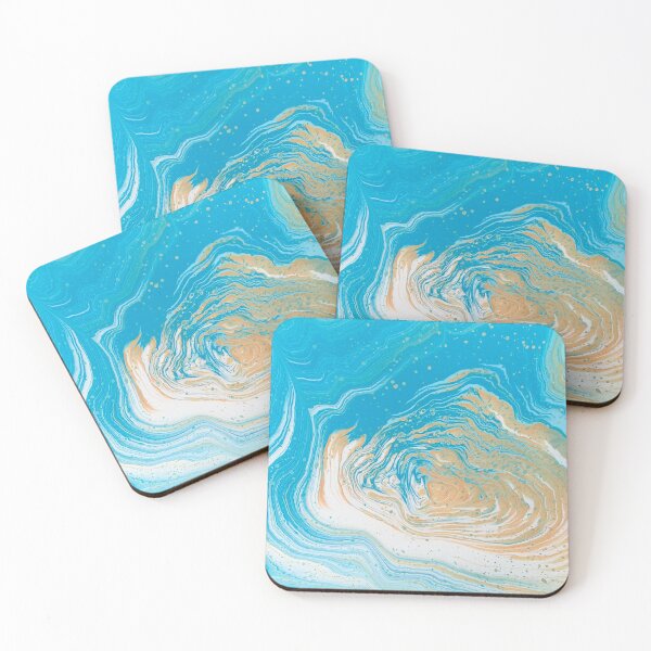 Item preview, Beautiful Island and Ocean Inspired Abstract Fluid Art Painting designed and sold by CrystalCoast.