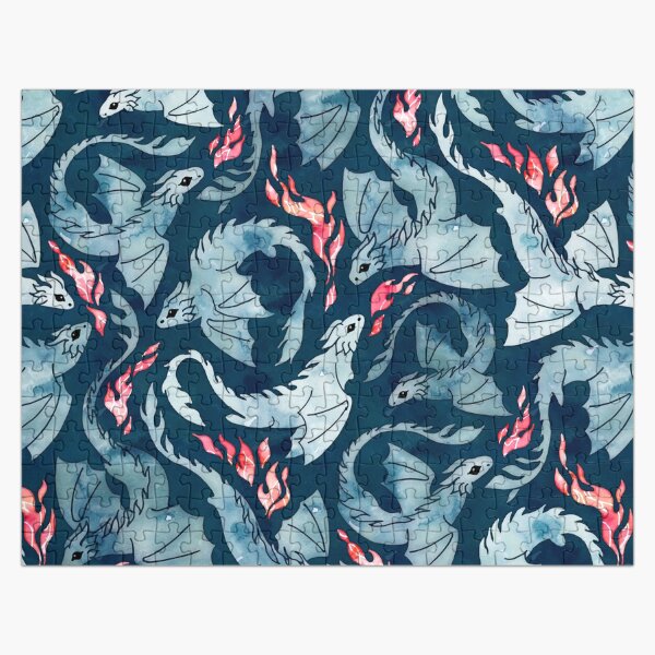 Dragon fire dark blue Jigsaw Puzzle