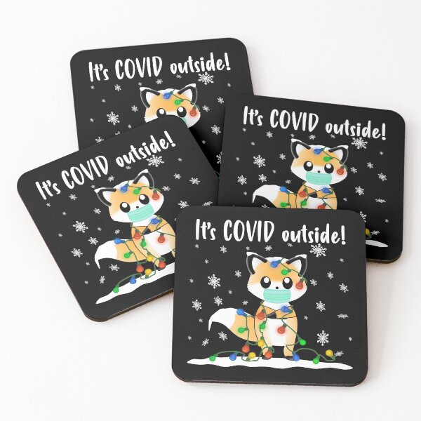Item preview, It's COVID Outside A Cute Fox With Christmas Lights I Love Christmas designed and sold by Paulina Vanlife.