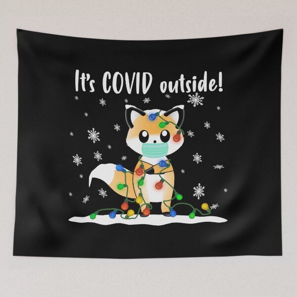 Item preview, It's COVID Outside A Cute Fox With Christmas Lights I Love Christmas designed and sold by Paulina Vanlife.