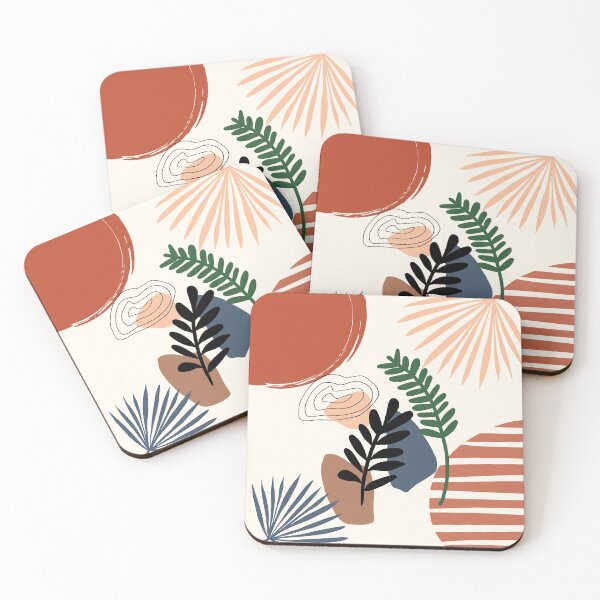 Item preview, Abstract Nature Tropical Boho Leaf Minimalist Art with warm earthy tones and pastel colors with solid and soft gradient shapes II designed and sold by AbstractTrace.