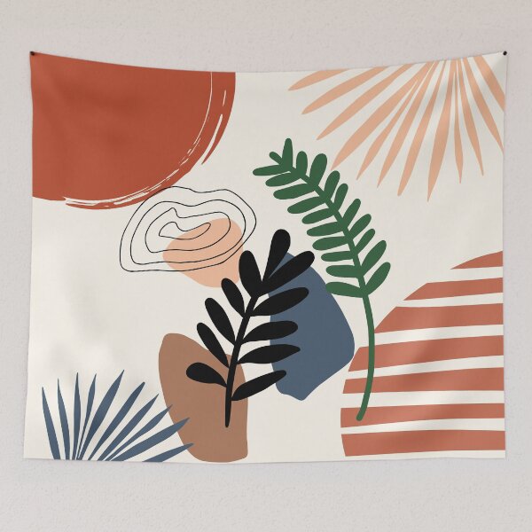 Item preview, Abstract Nature Tropical Boho Leaf Minimalist Art with warm earthy tones and pastel colors with solid and soft gradient shapes II designed and sold by AbstractTrace.