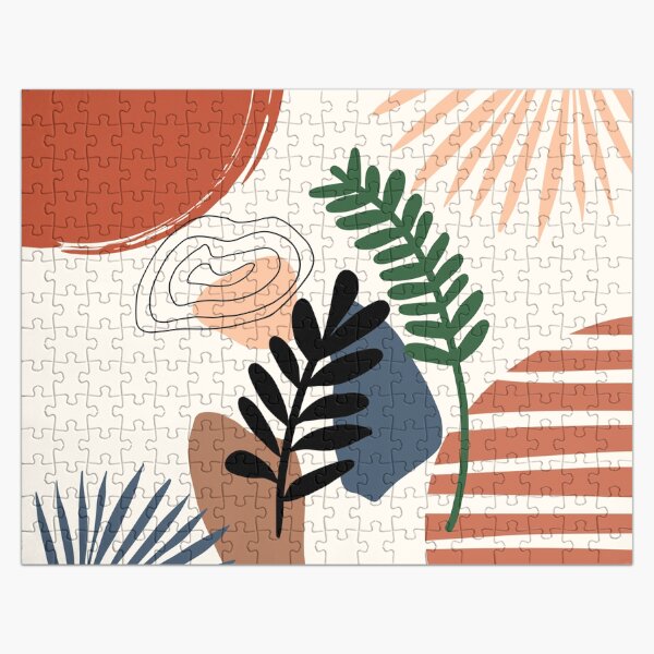 Artikel-Vorschau von Abstrakte Natur Tropical Boho Leaf Minimalist Art mit warmen Erdtönen und Pastellfarben mit festen und weichen Verlaufsformen II, designt und verkauft von AbstractTrace.
