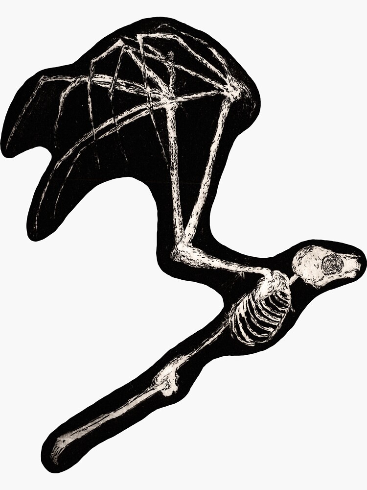 Thumbnail 3 of 3, Sticker, Skeleton Bat designed and sold by SandDragonPress.