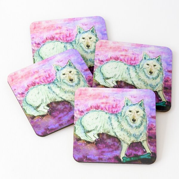 Item preview, White sheperd dog pink background designed and sold by horseaddicted.