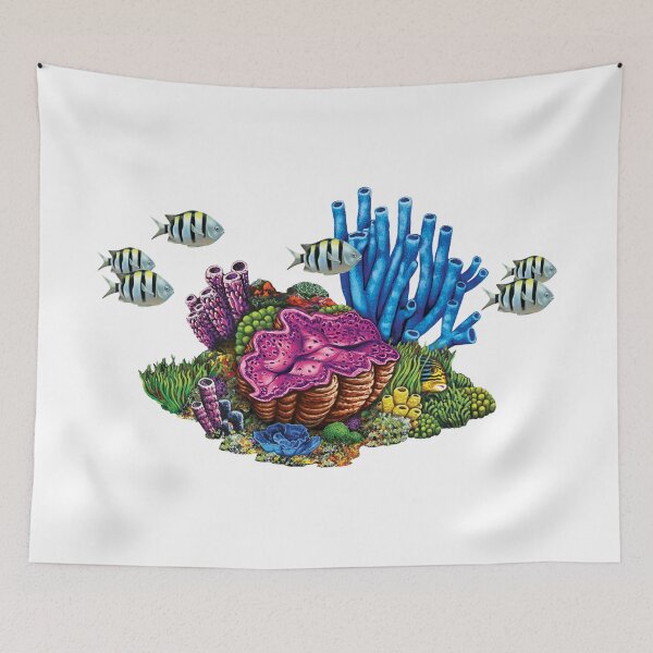 Item preview, Sargeant Major Fish and Coral Reef - Hand Drawn Art designed and sold by killies.