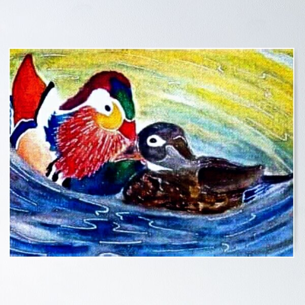 Item preview, Mandarin ducks watercolor painting designed and sold by horseaddicted.