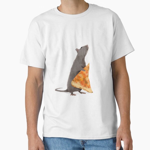 Vista previa del artículo con la obra «Rata de pizza (blanca)», diseñado y vendido por flockadoodle.