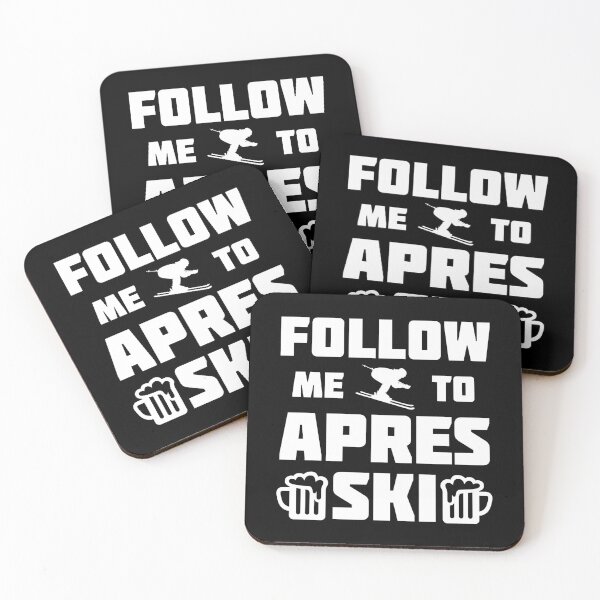 Item preview, Follow me to après ski white text typography with skiër silhouette designed and sold by portrait4you.