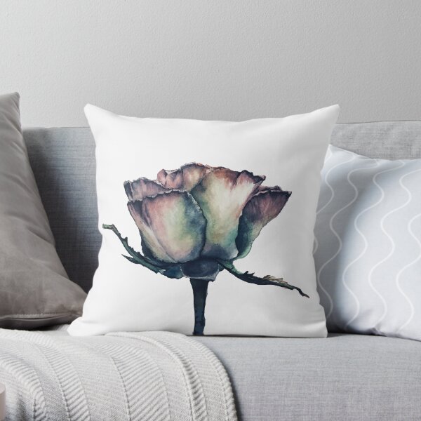 Mystical Botanical Rose in Watercolor Throw Pillow