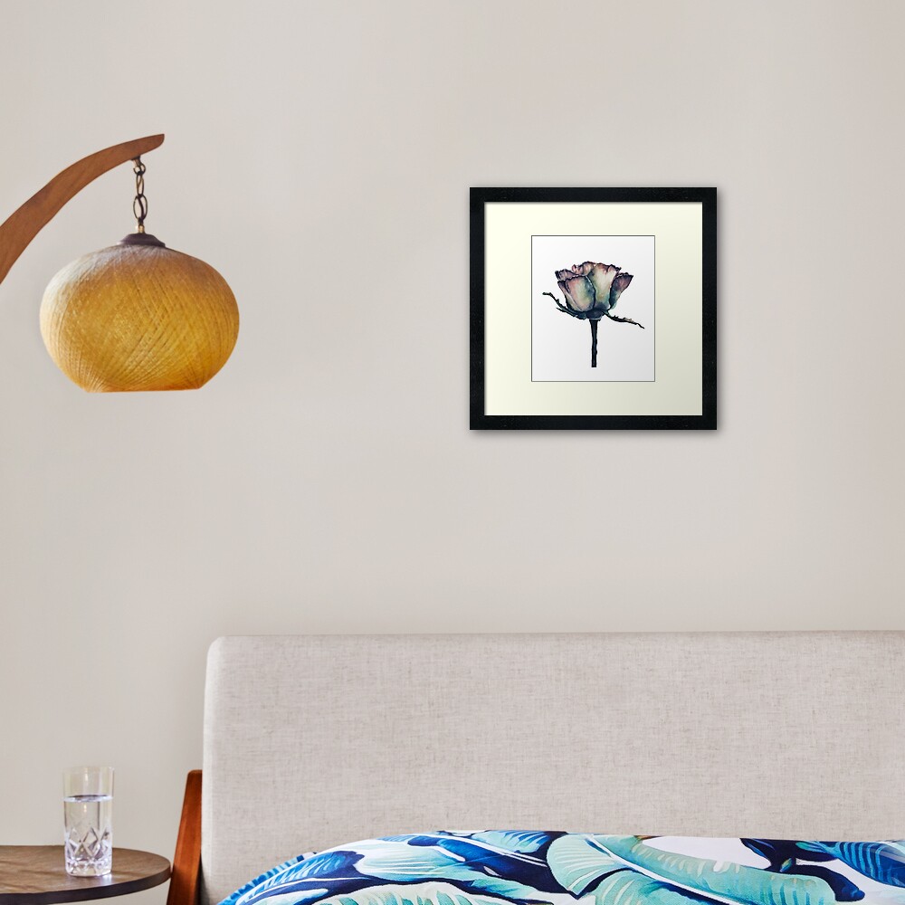 Mystical Botanical Rose in Watercolor Framed Art Print