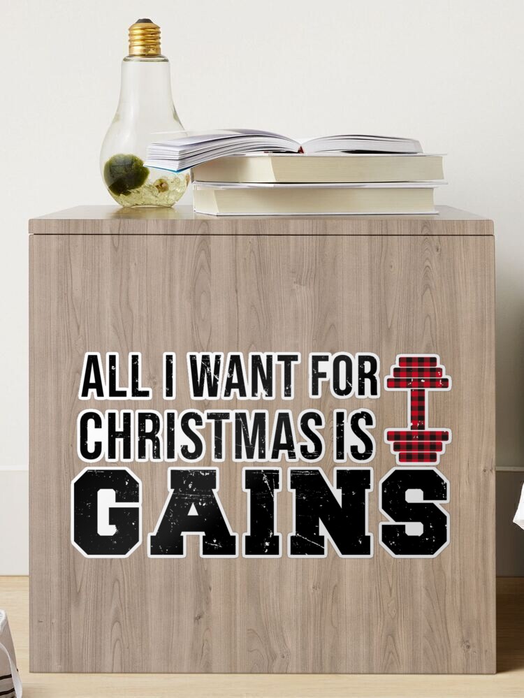 All I Want For Christmas if Gains Funny PitBull Dog Bodybuilding Fitness  Gift - All I Want For Christmas Is Gains - Sticker