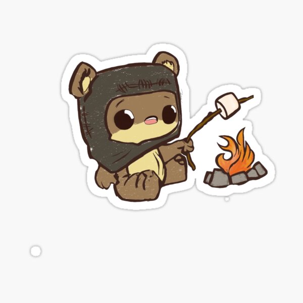Teddy Bear by the Fire Charcoal Sticker