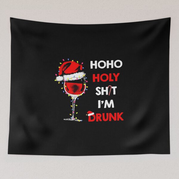 Item preview, Hoho holy Shit i'm Drunk Wine in Santa hat Christmas Gifts For Men and Women, Gift Christmas Day designed and sold by RadialTee.