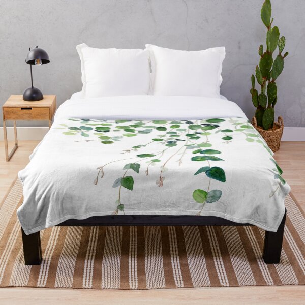 Eucalyptus Watercolor Throw Blanket