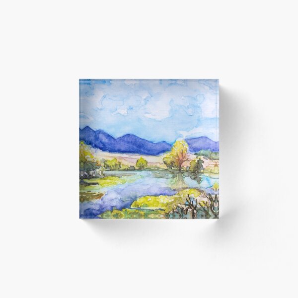 Autumn Mountainscape Acrylic Block