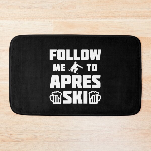 Item preview, Follow me to après ski white text typography with snowboarder silhouette designed and sold by portrait4you.