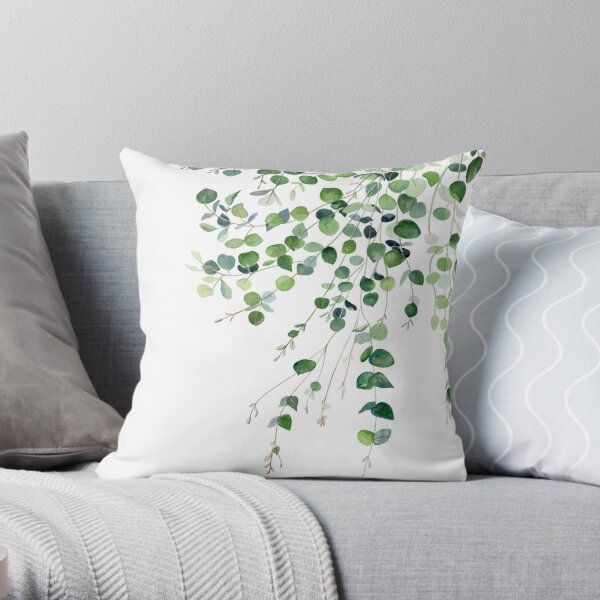 Eucalyptus Watercolor Throw Pillow