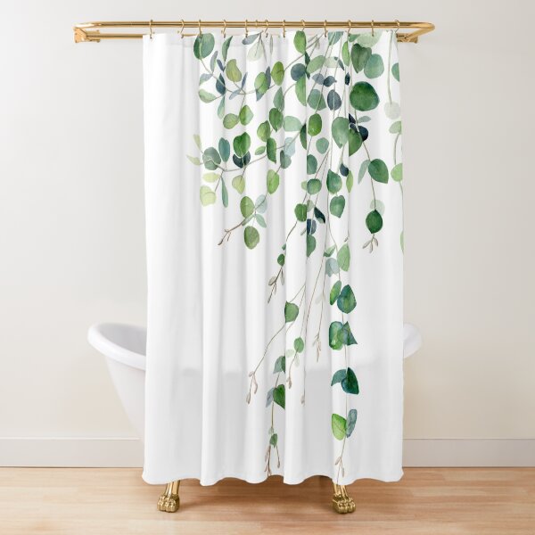 Eucalyptus Watercolor Shower Curtain