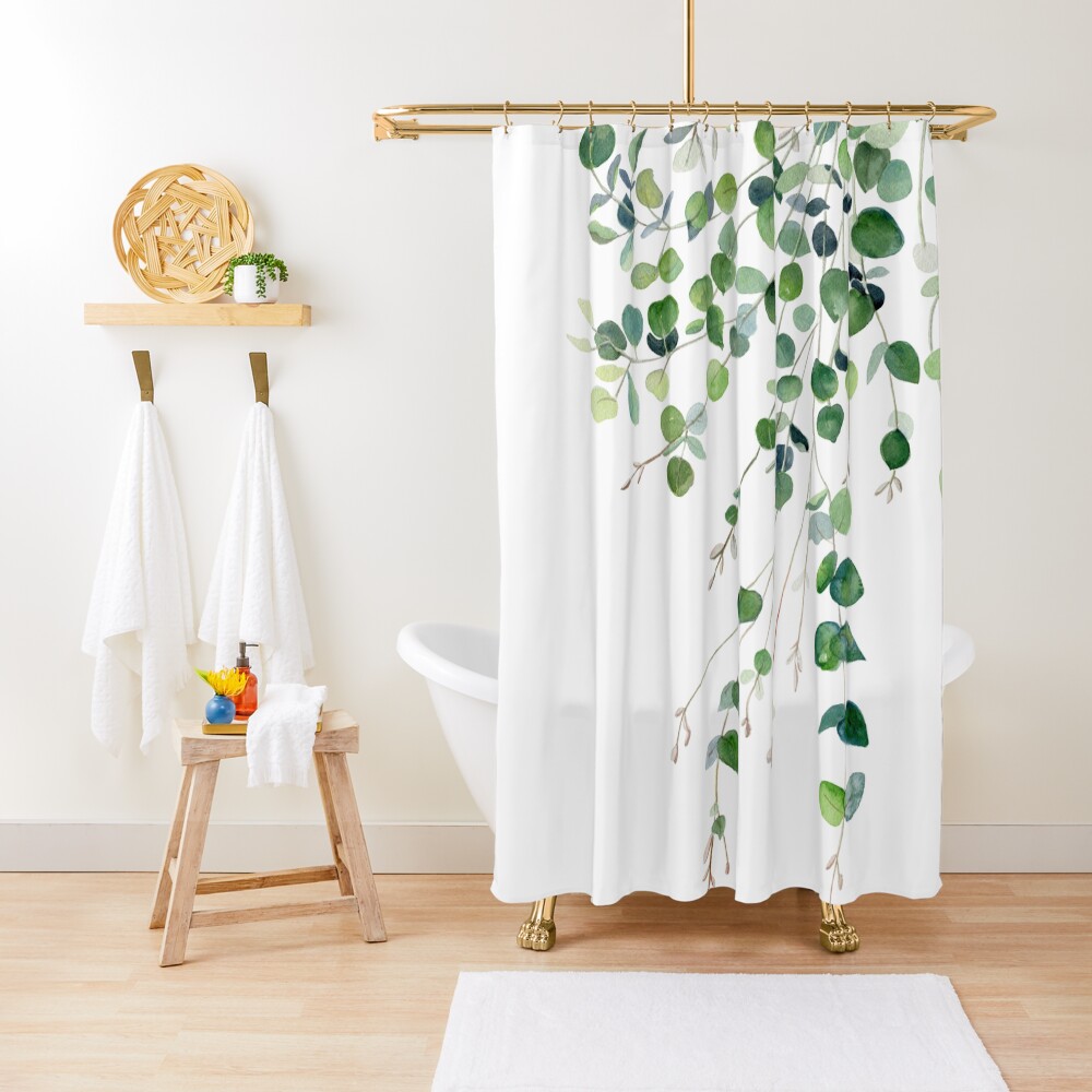 Eucalyptus Watercolor Shower Curtain