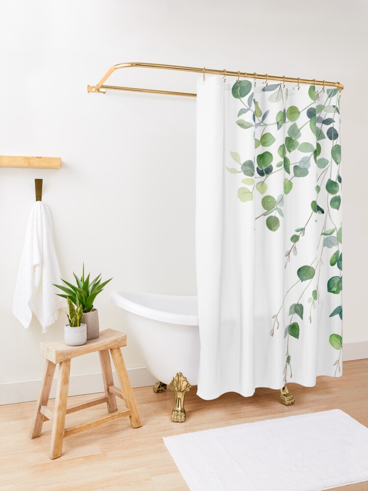Alternate view of Eucalyptus Watercolor Shower Curtain