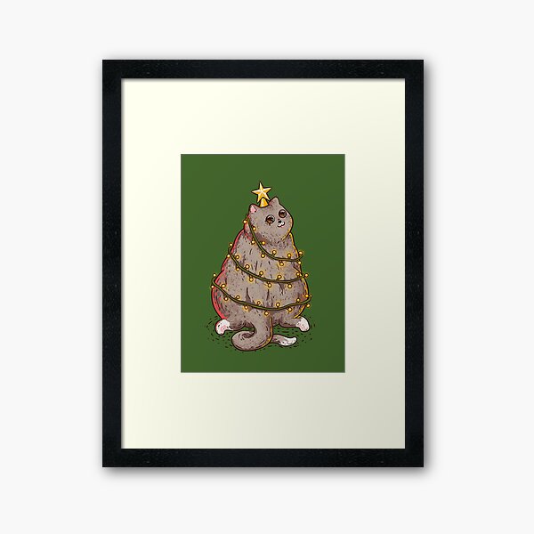 Item preview, Merry Catmas - Funny Chonky Cat dressed as a Chritmas Tree | New Year 2021 | Chonk, Chonker, Chonkster, Fat cat butt. GREEN designed and sold by Any Color Designs.