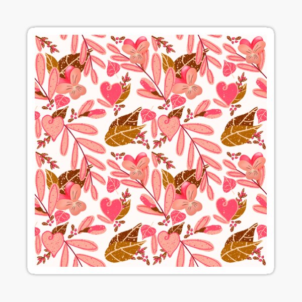 Bright Florals in Pink and Brown Sticker